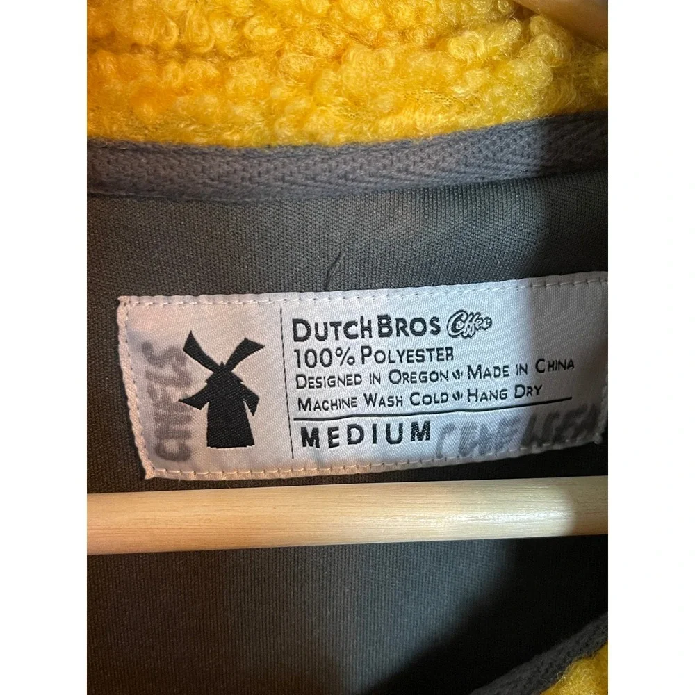 Dutch Bros Coffee Fleece Pullover Smiley‎ Face Sherpa Jacket Women's Medium